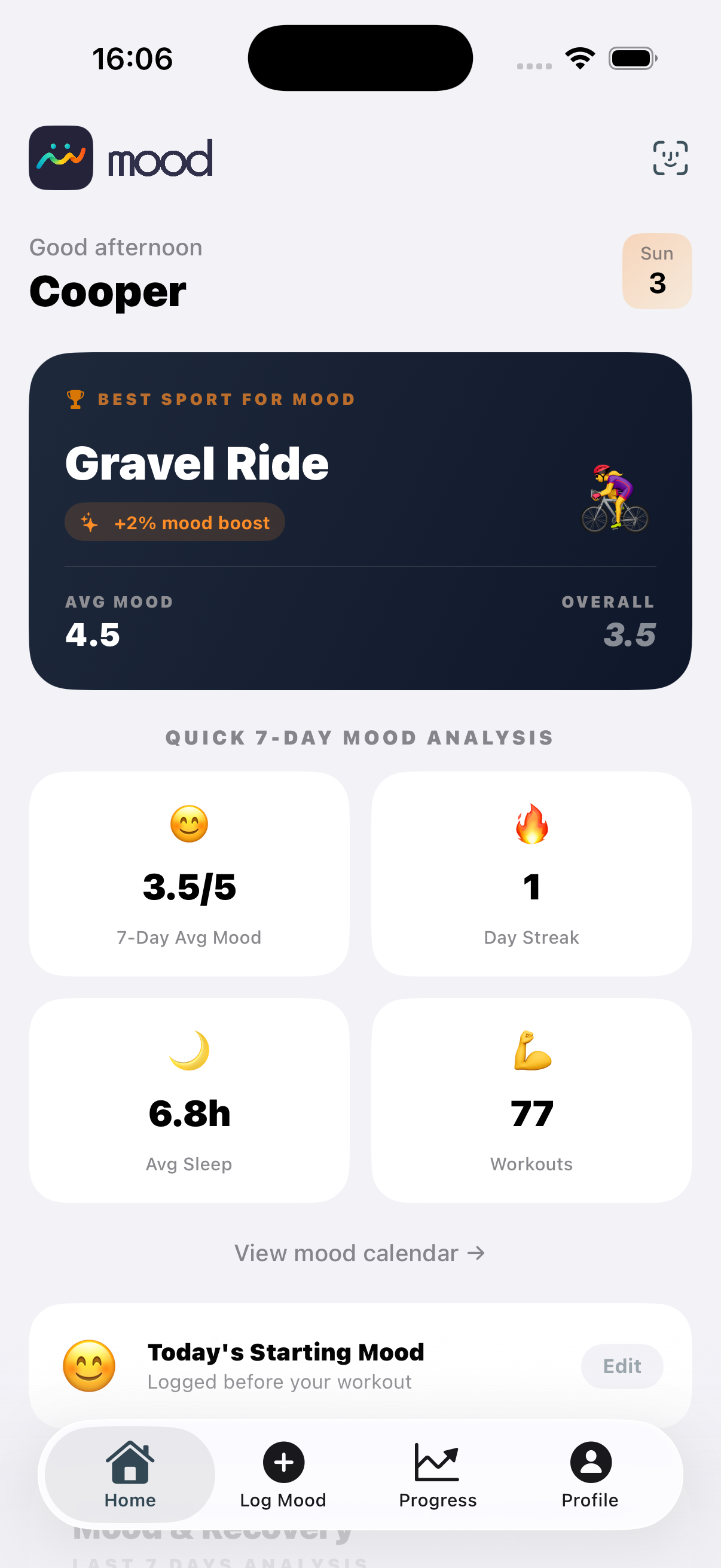 Mood Sports hero screen